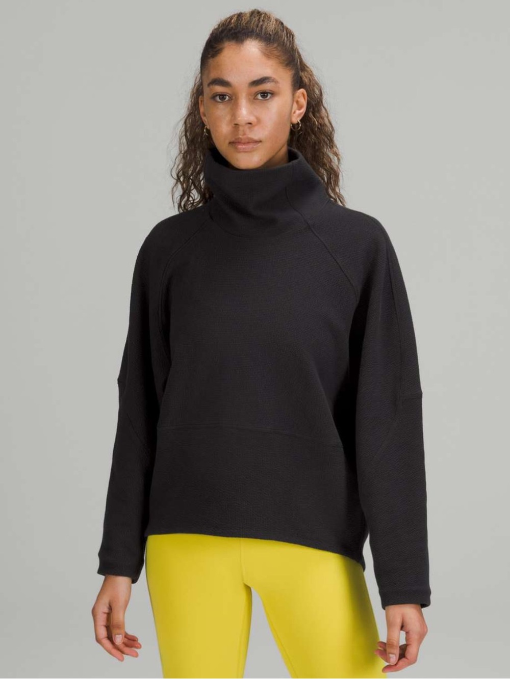 Lululemon Textured Funnel Neck Pullover - Black - Cozy Comfy